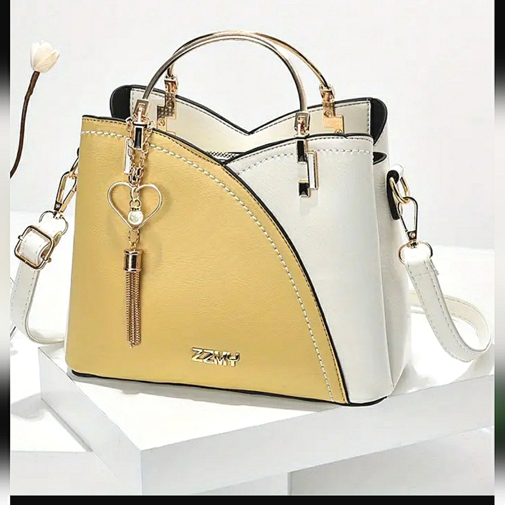 Elegant Yellow and White Women's Satchel